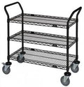 Omega 3 Tier Heavy Duty Rolling Utility Carts with Wheels and Handle Bar, NSF Certified 1200LBS, Commercial Serving Storage Cart for Warehouse Garage Kitchen, 21" Deep x 24" Wide x 39" High, Black