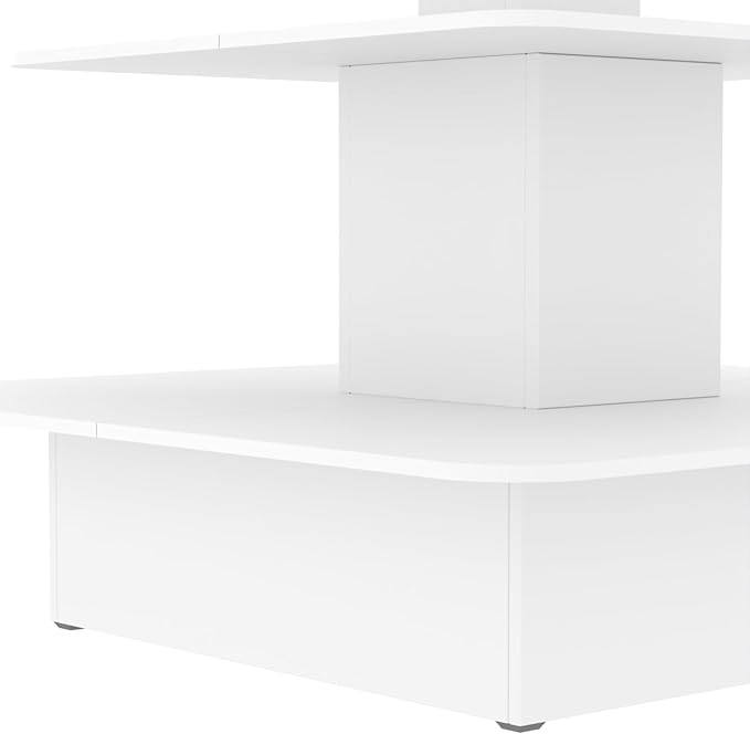 WISDOMFUR 3-Tier Square Retail Display Table – 48" x 48" x 42" White Merchandising Fixture with Multi-Level Shelving for Stores & Boutiques