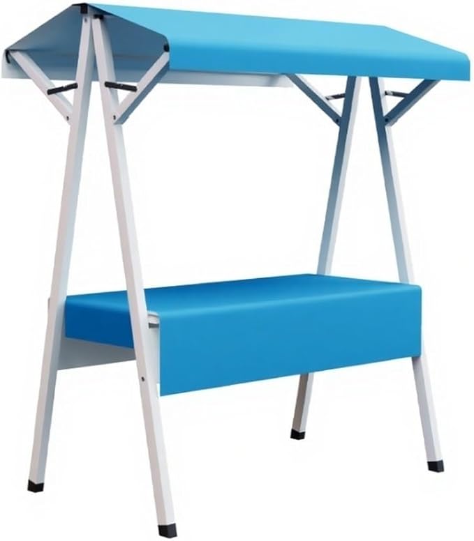 Foldable Food Cart for Business, Lightweight Farmers Market Stalls with Awning, Vendor's Stall Kiosk for Sale Hot Dog, Ice Cream, Food(Blue,39.4in)