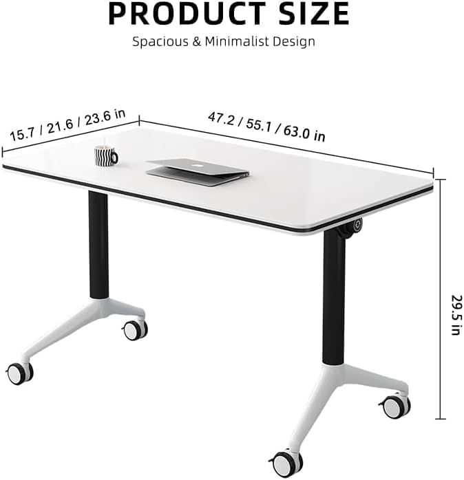Conference Table Foldable Meeting Tables, Mobile Training Table with Wheels, Flip Top Rolling Seminar Meeting Tables for Office,Meeting Room,classr