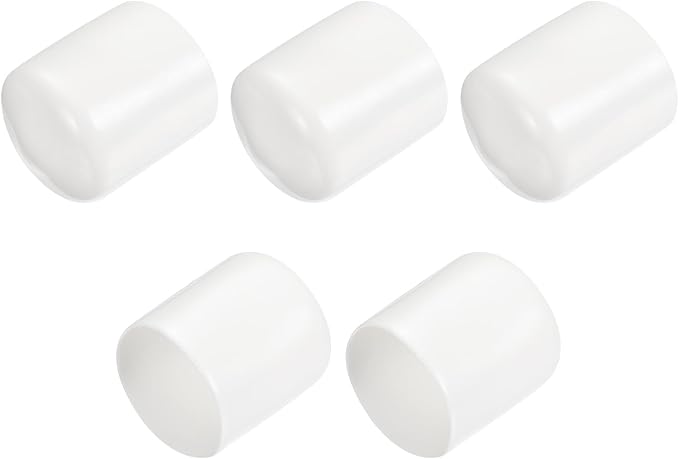 uxcell 5pcs Rubber End Caps 30mm ID Vinyl PVC Round Tube Bolt Cap Cover Screw Thread Protectors White