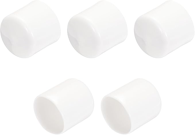 uxcell 5pcs Rubber End Caps 29mm ID Vinyl Round Tube Bolt Cap Cover Screw Thread Protectors White