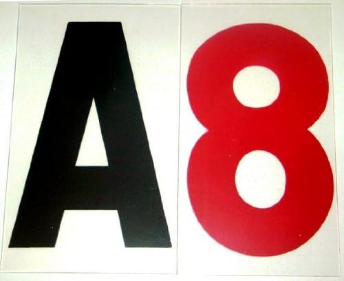 8” on 10 inch Marquee Sign Letters for Outdoor Signs, the 8" Letter printed on 10" high .060 mill thick Rigid acrylic panel, for Reader Boards Signs, Black Letters, Red Numbers, Sign Letter Depot