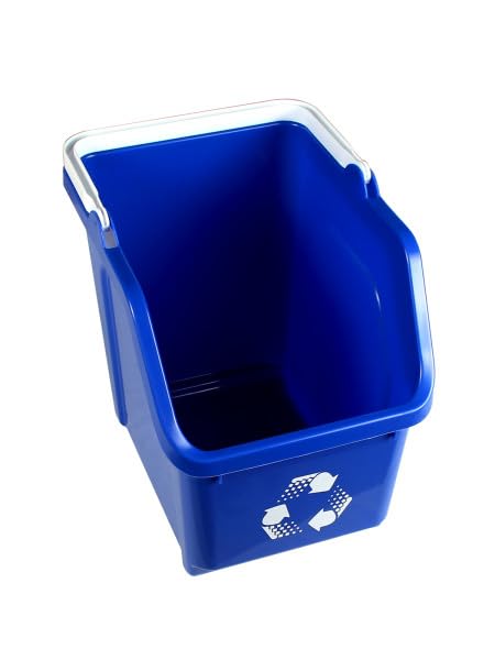 6 Gallon Stackable Recycling Bins for Homes, Garages, Offices Made of 100% Recycled Plastic - (Blue, 1 Pack)