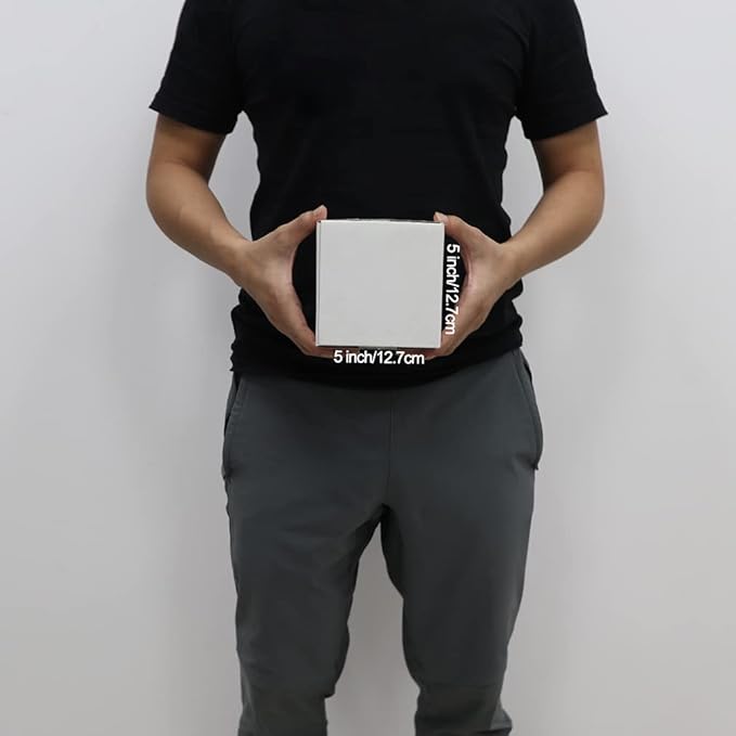 Calenzana 5x5x5 Inches Shipping Boxes Set of 25, White Corrugated Cardboard Box for Mailing Packing Small Business