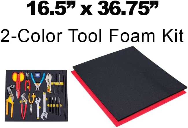 5S TOOL BOX SHADOW FOAM ORGANIZERS (2 COLOR) FITS CRAFTSMAN 113668 (16.5" x 36.75", Black Top/Red Bottom)
