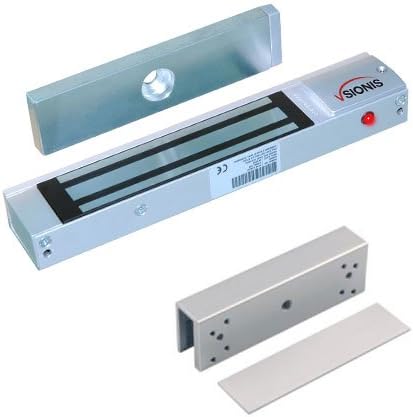 Visionis FPC-5224 300lbs Indoor Electromagnetic Lock with 300 lbs U Bracket for Glass Door for Access Control