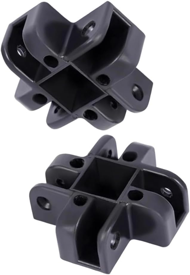 Pop-Up Canopy Center Connector 4-Way Black Plastic, Fits 34×34mm Square Tubes for Gazebo Tent and Awning Frames, Quick Screw-On Assembly, 4-Pack for Outdoor Camping Use(Upper Four Forks)