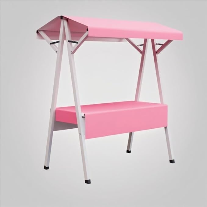 Foldable Food Cart for Business, Lightweight Farmers Market Stalls with Awning, Vendor's Stall Kiosk for Sale Hot Dog, Ice Cream, Food(Pink,39.4in)