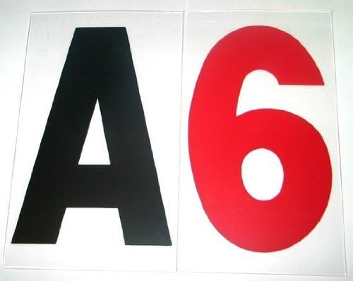 6 on 7 inch Marquee Sign Letters for Outdoor Signs, the 6" Letter printed on 7" high .060 thick Rigid acrylic panel, Reader Board Black Letters & Red Numbers - Sign Letter Depot