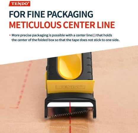 Heavy Duty Shipping Tape Dispenser: TENDO° Premium Line – Reusable, Replaceable, Eco-Friendly 2’’ Master Piece Dispenser for Pros with Patented 10° Sloped Chromium Blades - P-2200 (4th Gen.)_Yellow