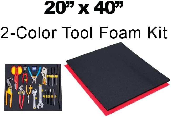 5S TOOL BOX SHADOW FOAM ORGANIZERS (2 COLOR) CUSTOM SIZE (20" x 40" Black Top/Red Bottom)