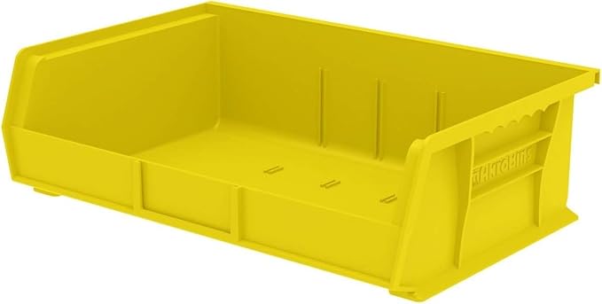 Akro-Mils 30255 AkroBins Plastic Storage Bins, Space-Saving Stackable Bins for Garage, Pantry, Craft Organization, 11-" x 16-" x 5-", Yellow, 6-Pack