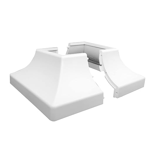 Deck Post Base Cover Durable, Snap-Together Shoe Base Instantly Transforms Hand & Stair Rail Feet Porch, Stair & Deck Cover Brackets UV-Resistant ABS Plastic (White)