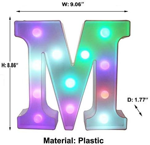 Pooqla Colorful LED Marquee Letter Lights with Remote – Light Up Marquee Signs – Party Bar Letters with Lights Decorations for the Home - Multicolor M