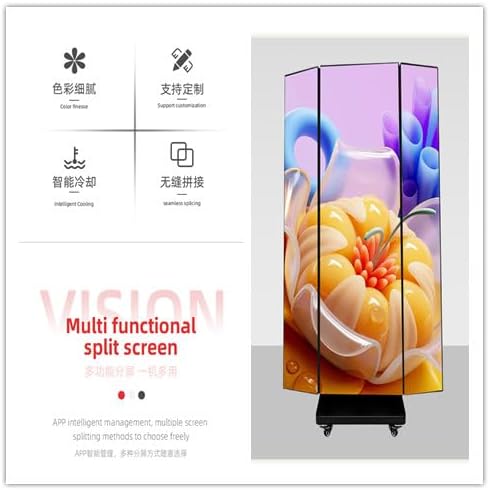 LED Digital Signage Display (P1.86 Spliceable LED Poster Screen, with Publishing System, Foldable Advertising Display Kiosk, Suitable for Events and Rental Scenarios, Supports WiFi/USB/HDMI)(90in-)