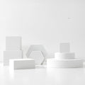 8PCS Geometric Cube Photo Props Set, Hard Foam Photography Background Props for Goods, Crafts, Lipstick, Jewelry, Cosmetics, Makeup Tools, Food (White)