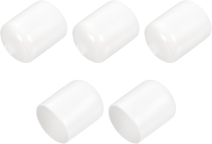uxcell 5pcs Rubber End Caps 21mm ID Vinyl PVC Round Tube Bolt Cap Cover Screw Thread Protectors White