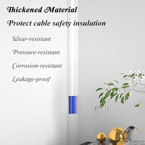 Self-Adhesive Corner Cord Cover, PVC Cable Floor Strip Protector for Home Office, Wire Hider & Management Solution (Black, No.3)