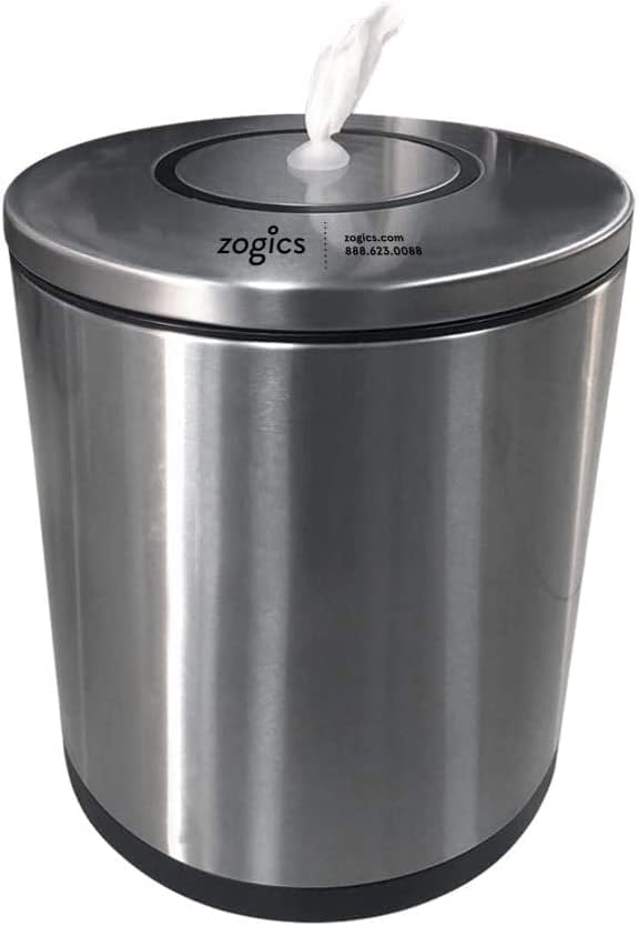 Zogics Antimicrobial Wipes and Tabletop Stainless Steel Wipe Dispenser
