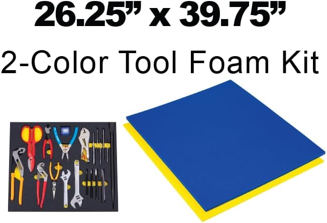 5S TOOL BOX SHADOW FOAM ORGANIZERS (2 COLOR) CUSTOM SIZE (26.25" x 39.75", Blue Top/Yellow Bottom)