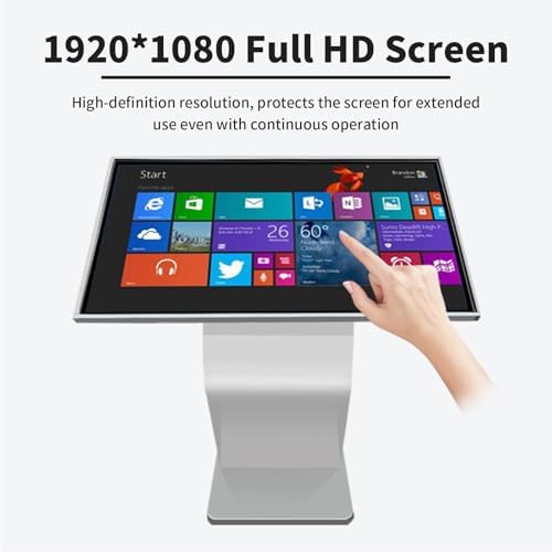 22" LCD Touch Screen Digital Signage Kiosk, K-Style Stand for Mall Navigation, Self-Ordering, Advertising - Versatile Digital Display Solution, Silver Finish