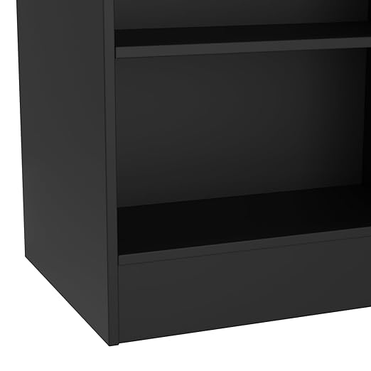 48” W ×20” D × 38” H - Ledge top Checkout Counter with Slatwall Display Front, Black Wooden Slat Wall Cash Register Stand,Retail Counter Display