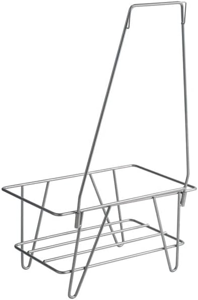 Metal Grocery Market Shopping Basket Stand, Silver, 17.5 x 12.5 x 38 Inches, Floor Standing Display Rack, 12 Basket Capacity