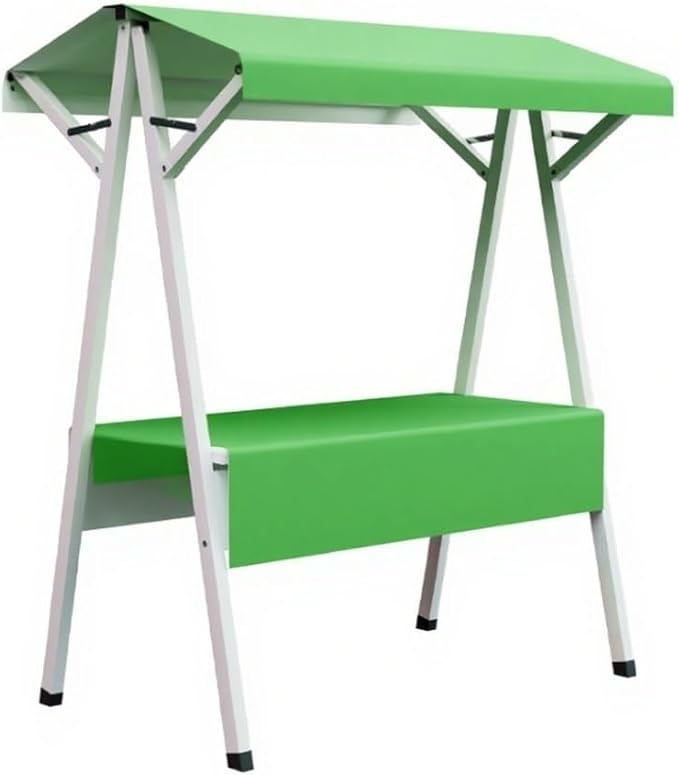 Foldable Food Cart for Business, Lightweight Farmers Market Stalls with Awning, Vendor's Stall Kiosk for Sale Hot Dog, Ice Cream, Food(Green,70.9in)