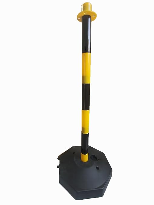 Adjustable Traffic Delineator Post Cones,6Pack 34 Inch,Traffic Safety Delineator Barrier with Fillable Base 6.6FT Chain, for Traffic Control Warning Parking Lot Construction Caution Roads,Yellow&Black
