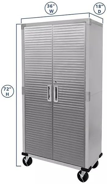 Heavy Duty Storage Solid Stainless Steel Cabinet with Lockable, Adjustable Shelf, Metal Garage Organizer (Granite, 36" W x 18" D x 72" H)
