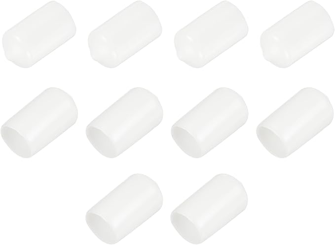 uxcell 10pcs Rubber End Caps 13mm ID Vinyl Round End Cap Cover Screw Thread Protectors White