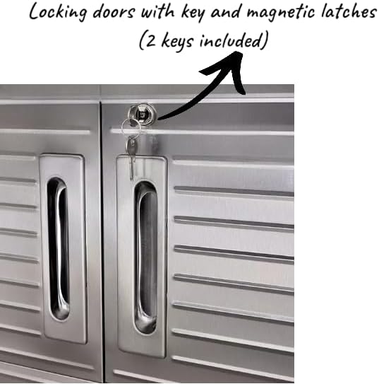 Heavy Duty Storage Solid Stainless Steel Cabinet with Lockable, Adjustable Shelf, Metal Garage Organizer (Granite, 36" W x 24" D x 72" H)