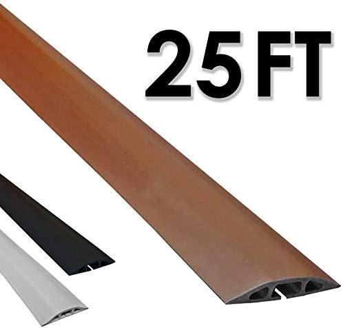 Electriduct D-2 Low Profile Rubber Duct Cord Cover Floor Cable Protector - 25 Feet - Brown (Raw Rubber Material)