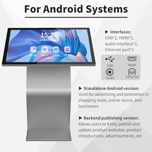 22" LCD Digital Signage Kiosk, Capacitive Touch Screen Display, K-Style Stand for Mall Navigation, Self-Ordering, Advertising Solutions, Black 22 Inch
