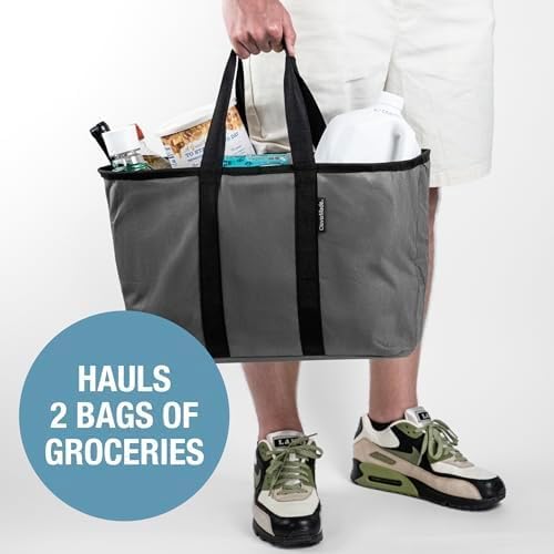CleverMade EcoBasket Collapsible Tote Bags, 30L Capacity, Black, Set of 3