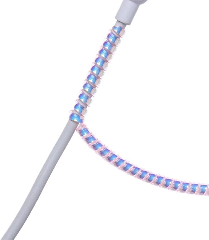 4Pcs Spiral Cable Protector,Chargers Data Cable Protect Sleeve,Headphone Cable Saver for Phone Earphone USB Data Cableor for Prevent Pets from Biting The Cable Sleeves Cord Management (Laser Pink)