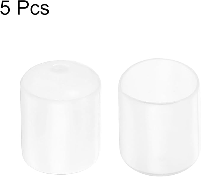 uxcell 5pcs Rubber End Caps Protective Caps 24mm ID Vinyl PVC Round Tube Bolt Cap Cover Screw Thread Protectors Clear