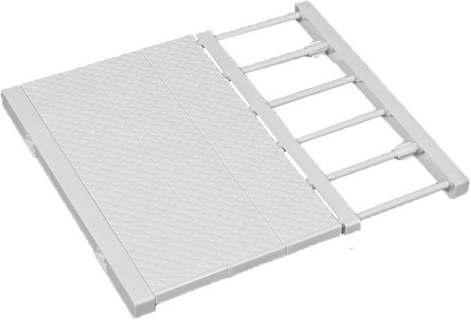 Extendable Closet Shelf Tension Rod Adjustable Clothes Hanger DIY Cabinet Storage Holder Wardrobe Organizer Dividers Shoe Rack 16.54'' Width for Bathroom Kitchen Bookshelf - White