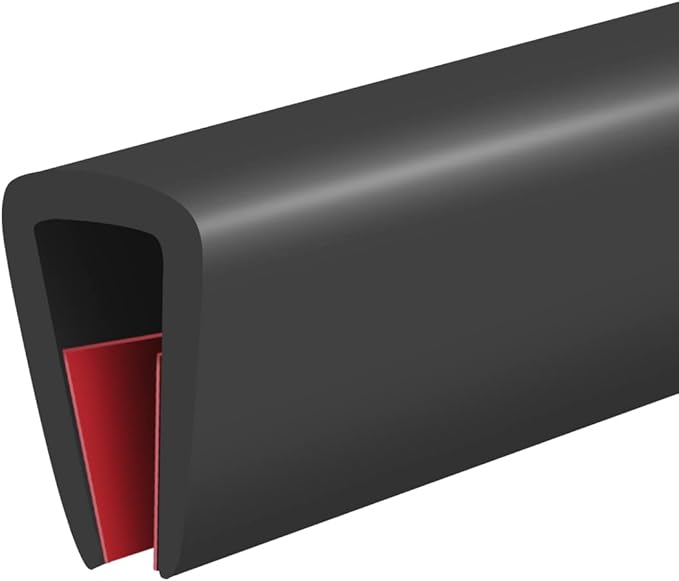 Rubber Edge Trim, Self-Adhesive Rubber Edge Protector for 3/16" Glass and Flexiglass, EPDM Material, Fit 3/16"(5mm), Length 20Ft, Black Color, U Channel Edge Trim