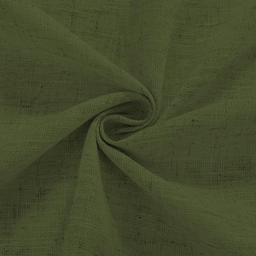 Faux Linen Semi Sheer Room Divider Curtain with Flexible Curtain Track, Extra Wide Light Filtering Privacy Curtain for Patio Sliding Glass Door, Living Room Bedroom, Olive Green, W100xL108, 1 Panel