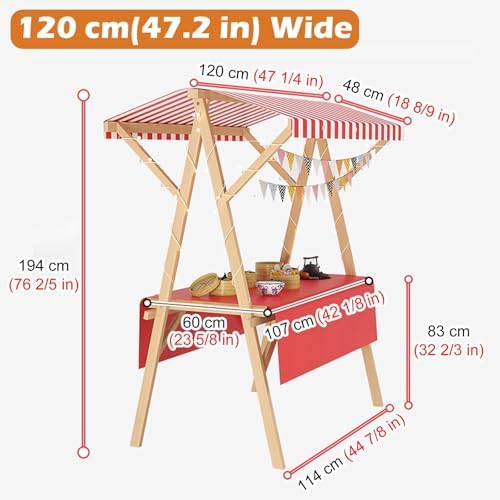 Foldable Vendor Cart with Wheels - Outdoor Concession Stand Booth for Farmers Markets, Street Fairs, Vending Display Counter, Mobile Commercial Kiosk Stall