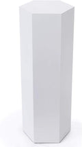 Displays2go Hexagon Pedestal Showcase, Laminated Particle Board - White (SMHEXPD36WHT)