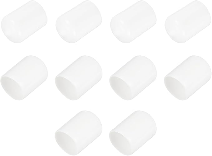 uxcell 10pcs Rubber End Caps 15.5mm ID Vinyl Round End Cap Cover Screw Thread Protectors White