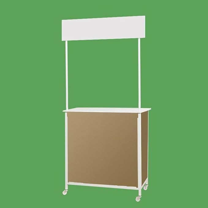 Folding Portable Promotion Counter Table - Pop Up Podium for Trade Shows, Events & Tastings, Commercial Display Booth Kiosk with Banner Stand(Size:80 * 40 * 180cm,Color:MDF Board)