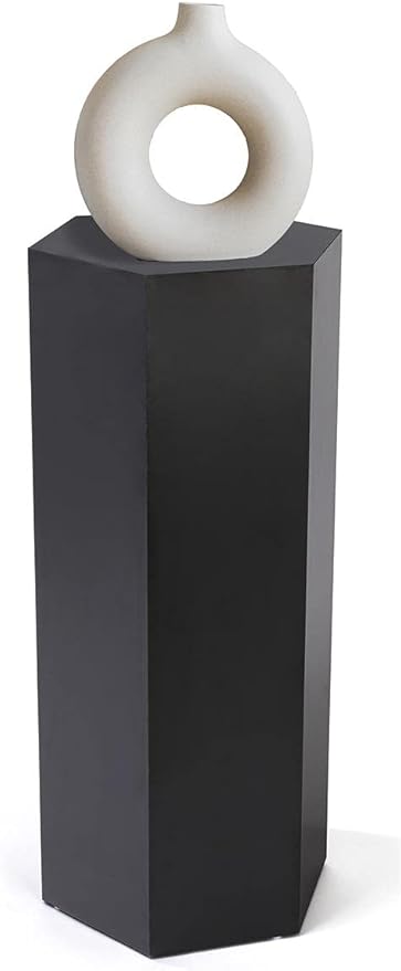 Displays2go Hexagon Riser Pedestal, Laminate, 30-inch Tall - Black (SMHEXPD30BLK)