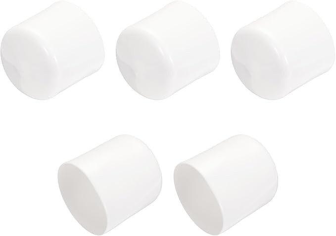 uxcell 5pcs Rubber End Caps 35mm ID Vinyl Round Tube Bolt Cap Cover Screw Thread Protectors White