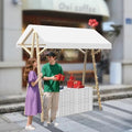 Foldable Wooden Market Stall Display Stand with Canopy & Tablecloth - Outdoor Concession Booth for Crafts, Toys, Food & Lemonade - Retail Kiosk, Portable 180x60cm (Red)