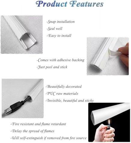 Self-Adhesive PVC Cord Cover - Black Cable Floor Strip Protector, Wire Management Channels for Home Office, Easy Install Cord Hider, Durable and Stylish (NO.3)