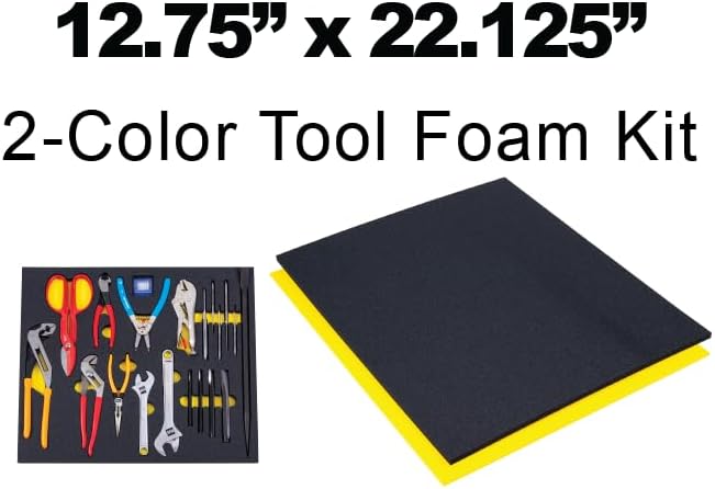 5S Tool Box Shadow Foam Organizers (2 Color) FITS Craftsman Model# 112225 Bottom Box (12.75" x 22.125", Black Top/Yellow Bottom)…